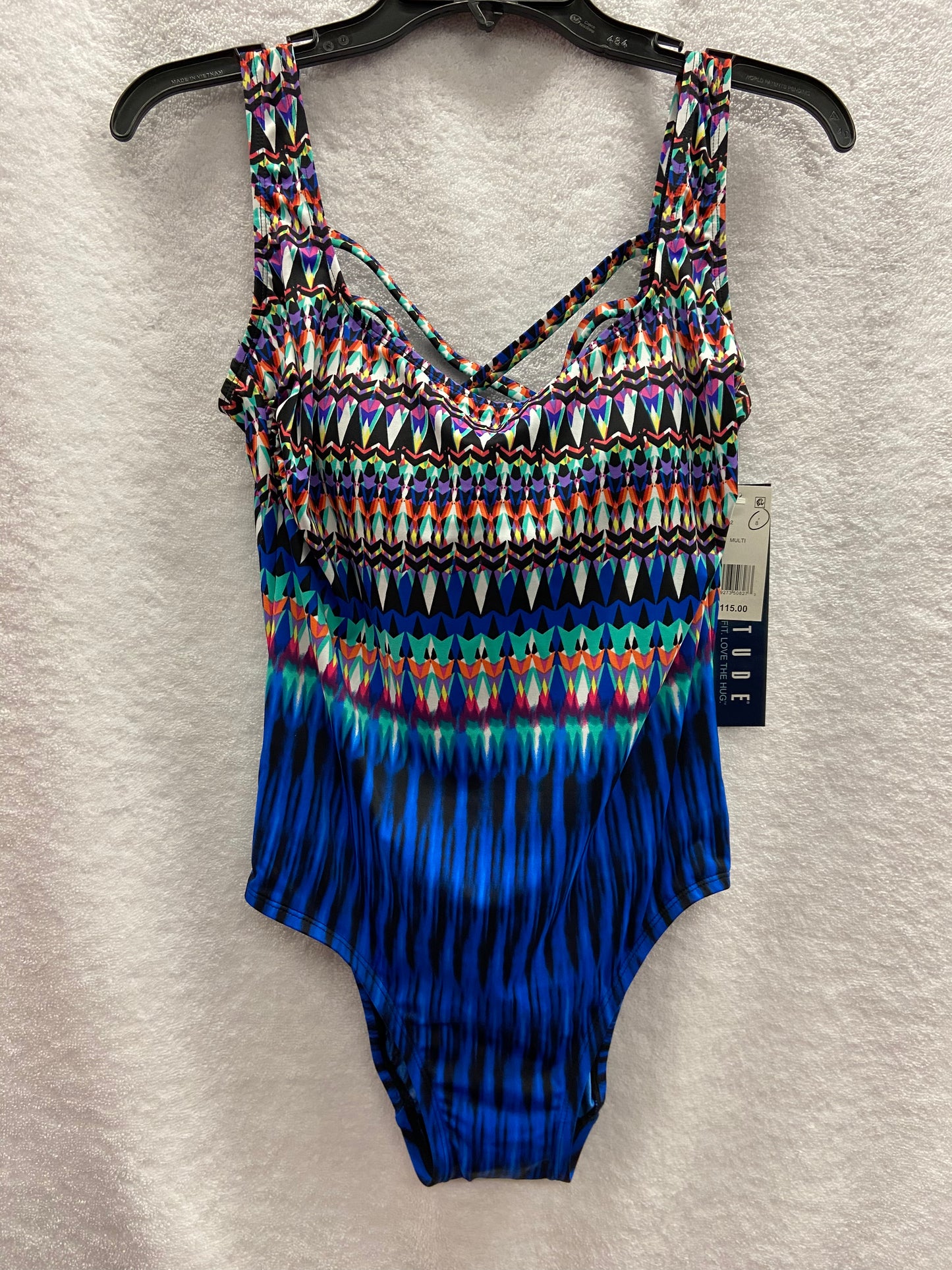 Longitude One Piece Multi Color Cross Back Suit Size 8