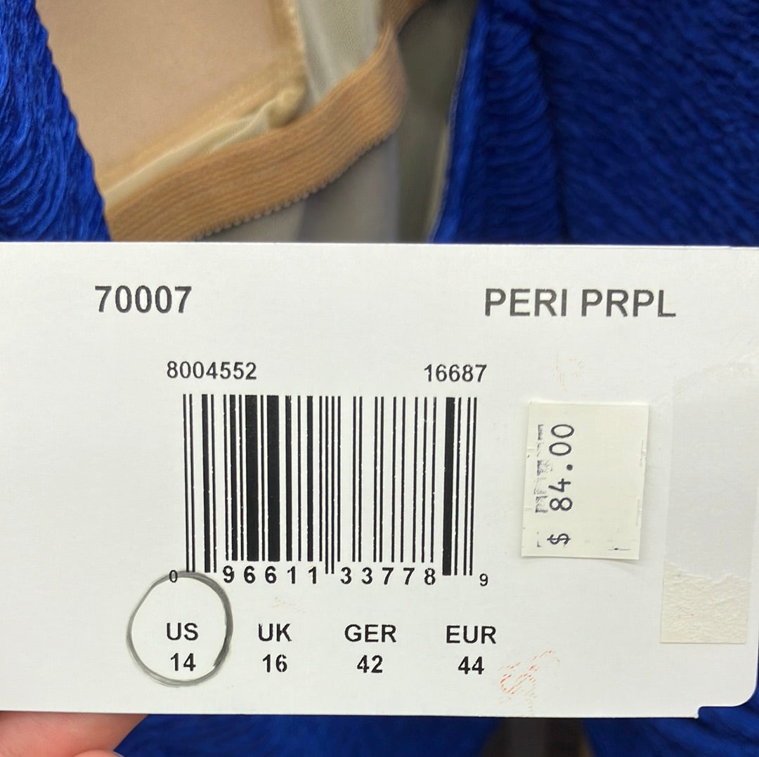 Penbrooke Peri Purple One Piece Clip Back Krinkle Suit Size 14