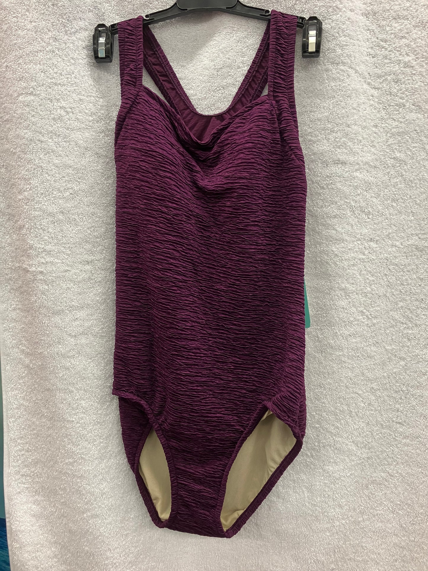 Penbrooke Eggplant Purple Krinkle One Piece H Back Suit Size 12