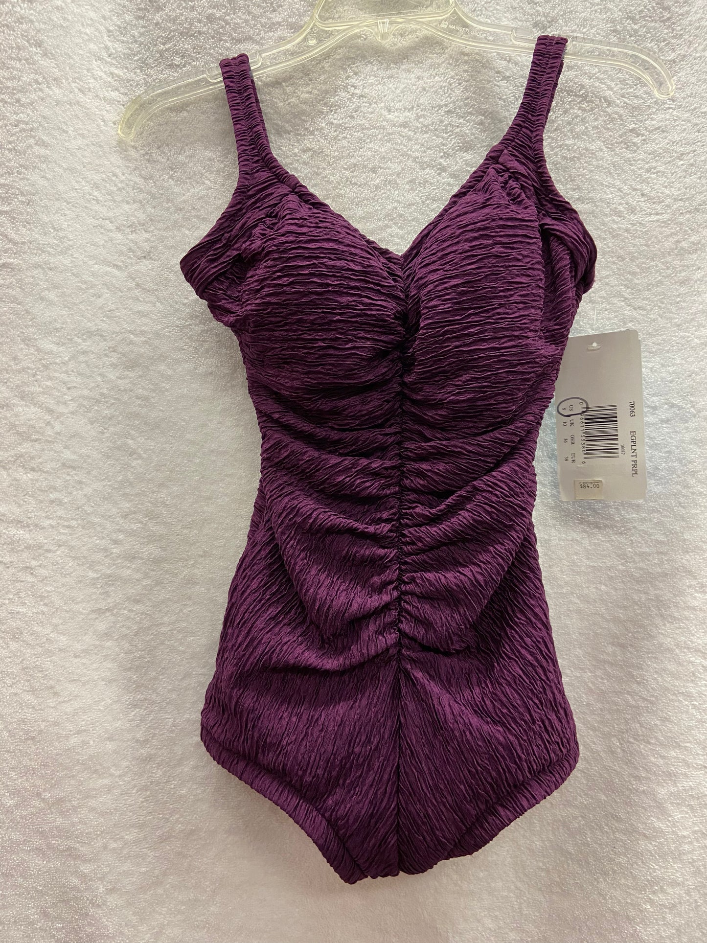 Penbrooke Eggplant Purple One Piece Krinkle Suit Size 8