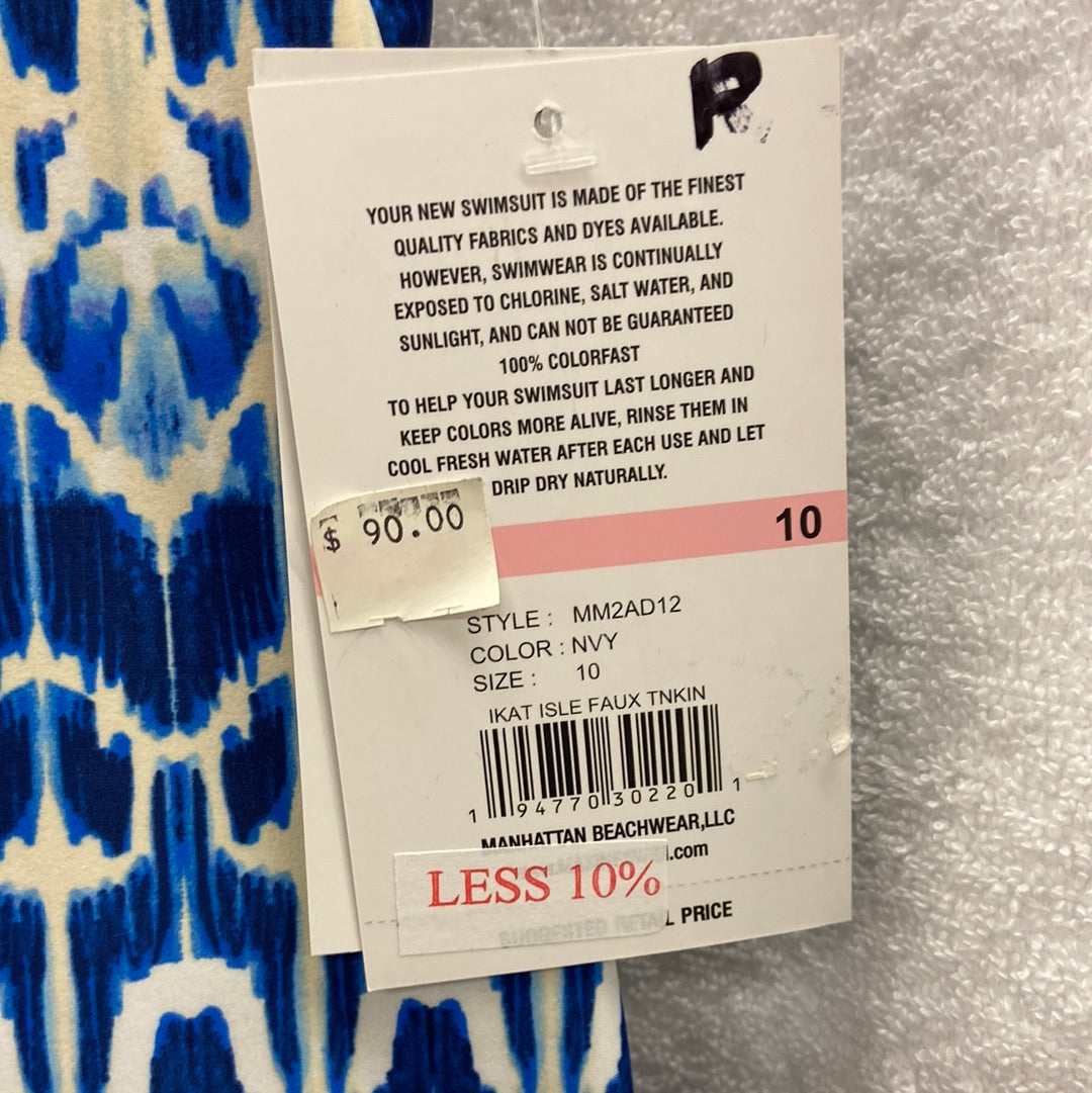 Maxine Navy IKat Isle Faux Tankini Size 10