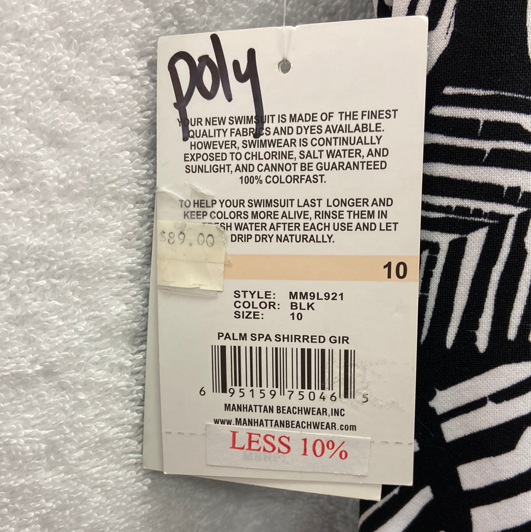 Maxine Black Palm Spa Shirred Suit Size 10