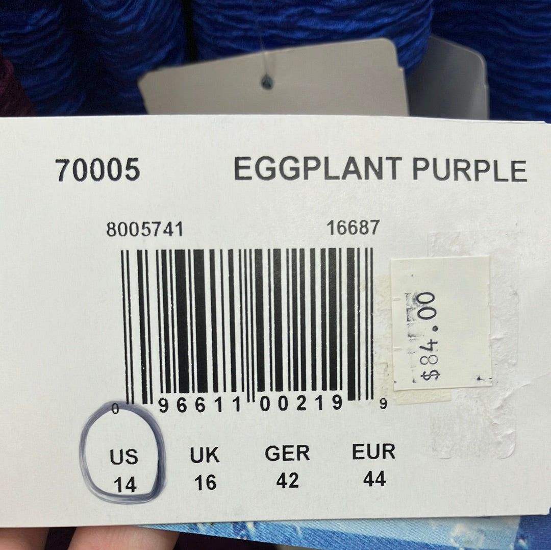 Penbrooke Eggplant Purple Krinkle One Piece Cross Back Suit Size 14