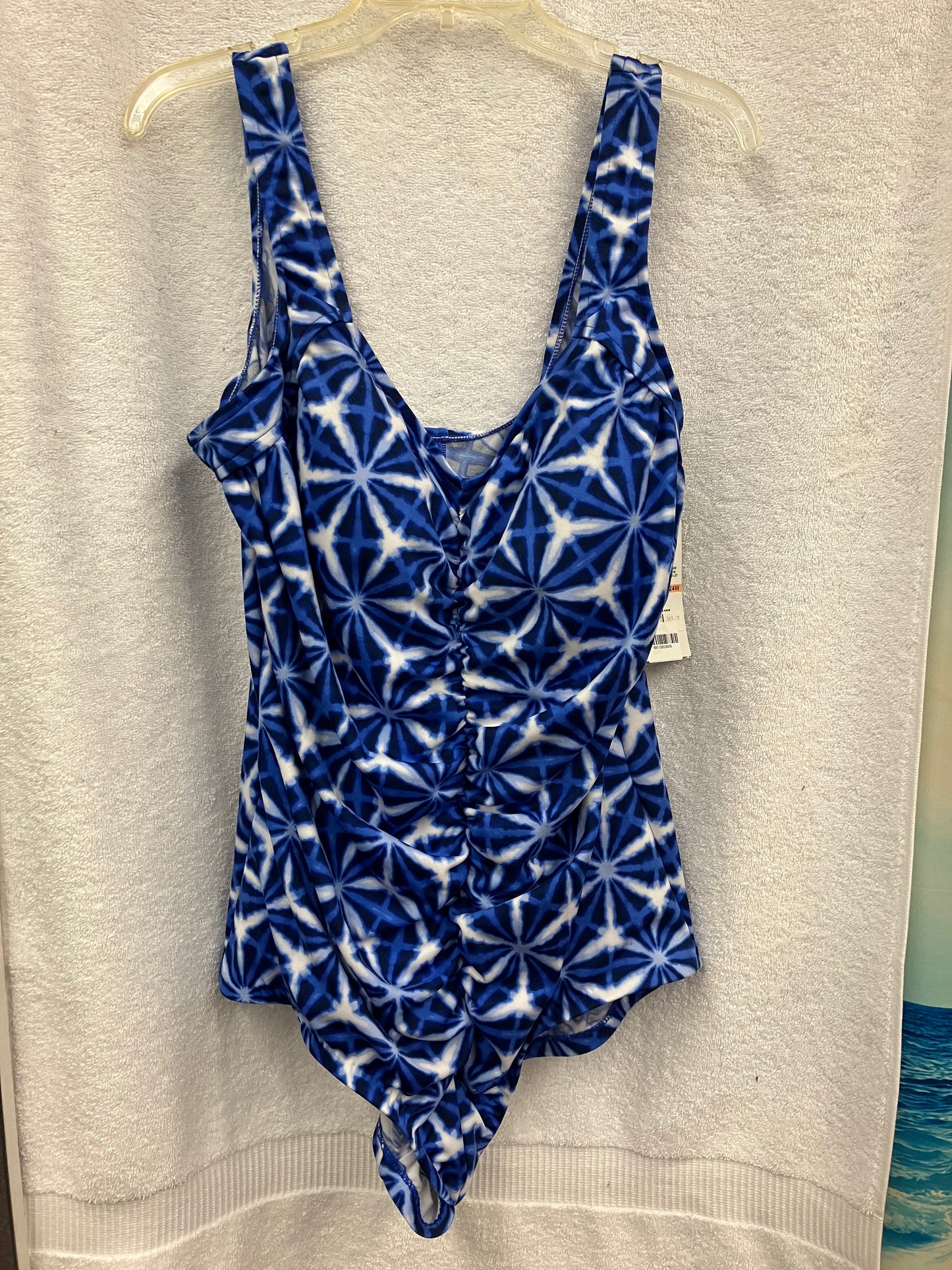 Maxine Cobalt Spa Plus Center Shirred Suit Size 24W
