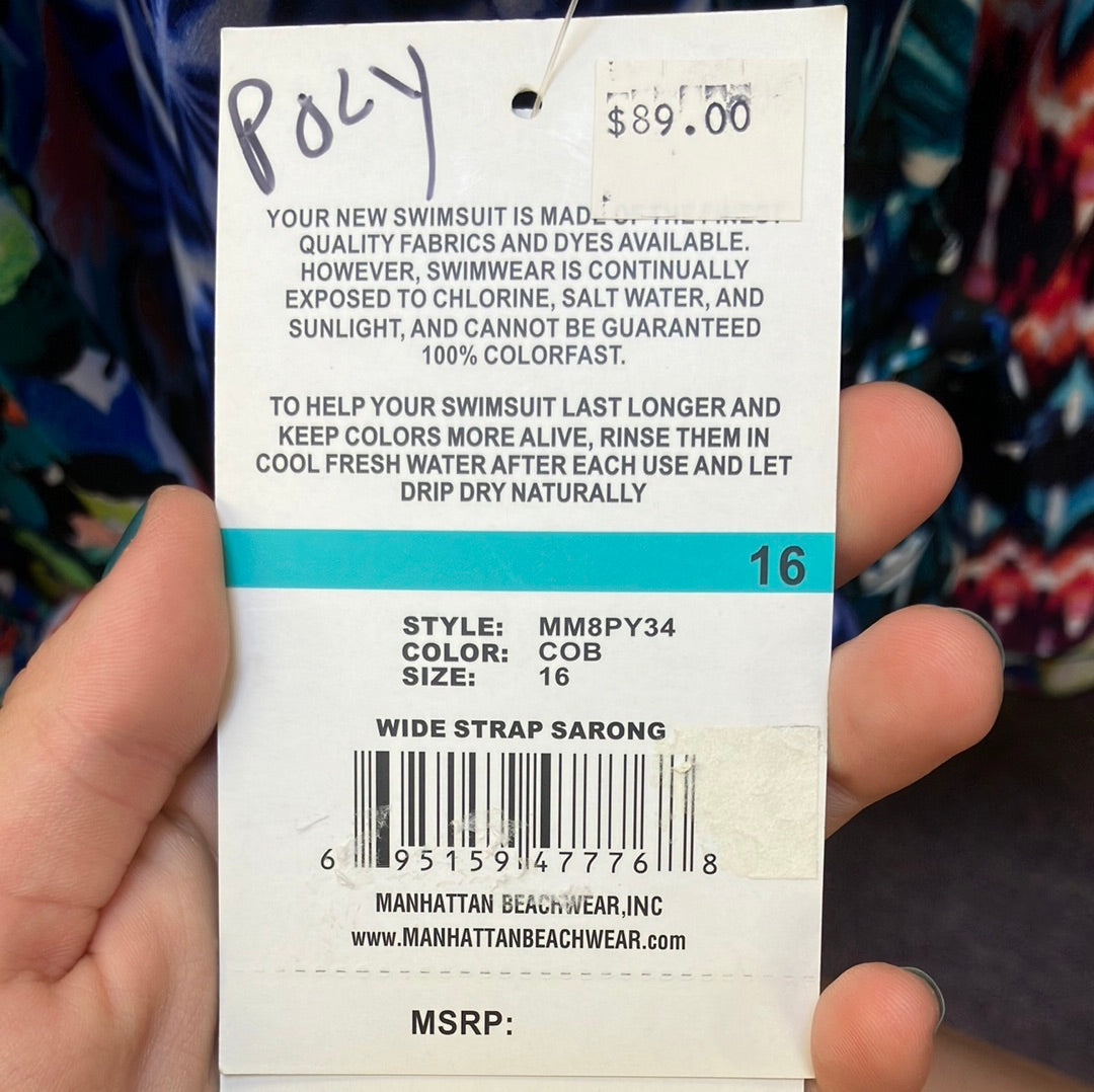 Maxine Cobalt Wide Strap Sarong Suit Size 16