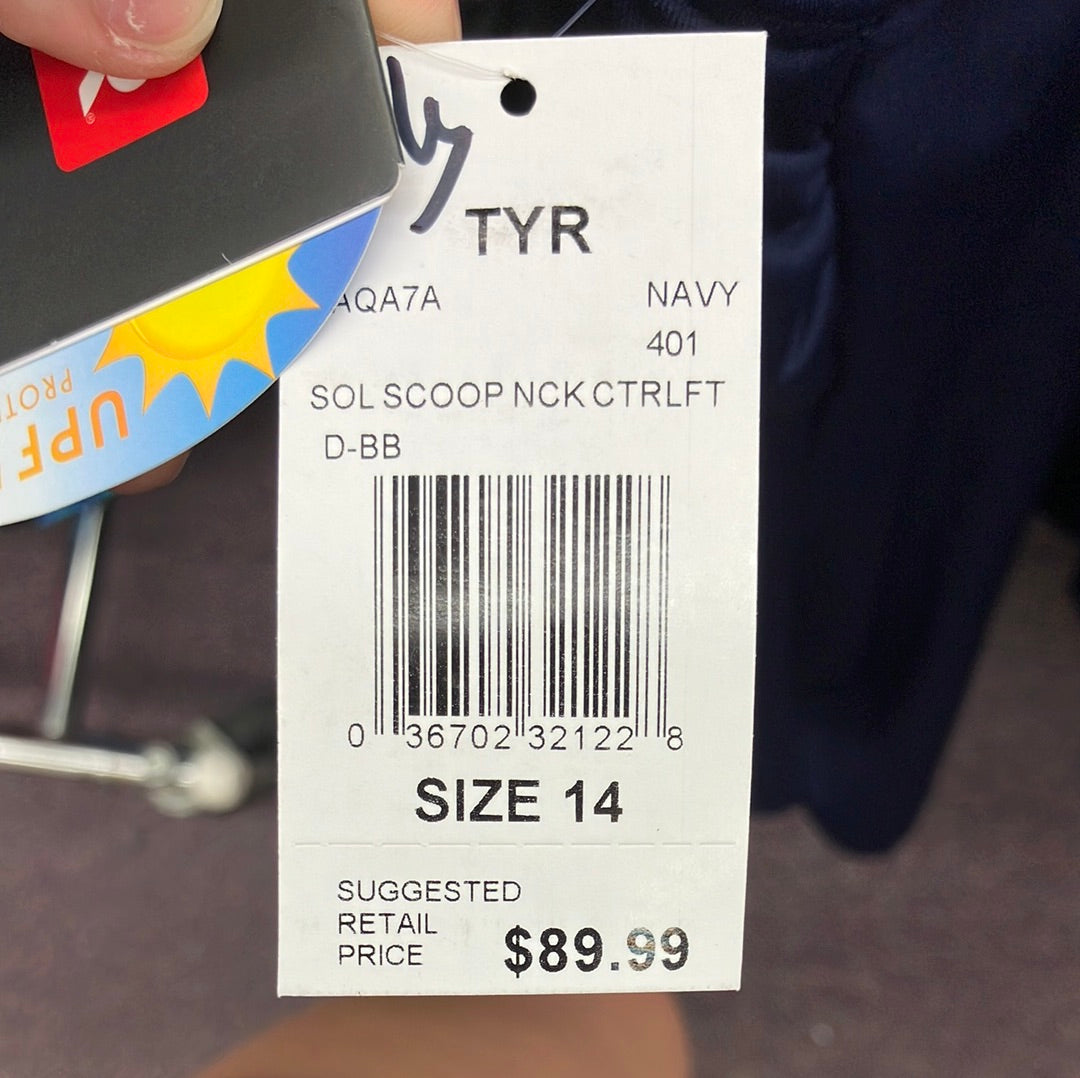 TYR Navy Scoop Neck Control Lift Suit Size 14