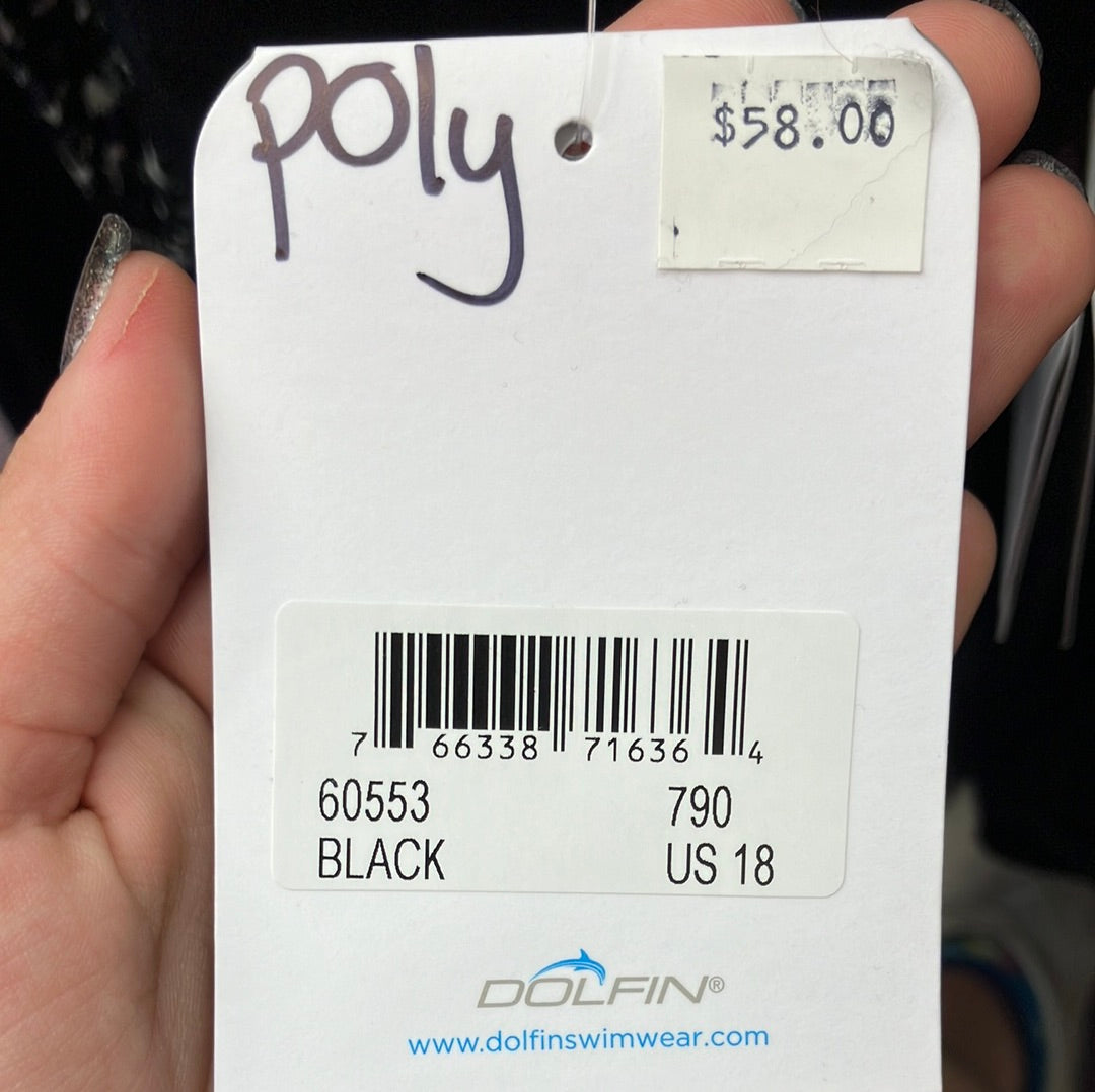 Dolfin Black H Back One Piece Suit Size 18