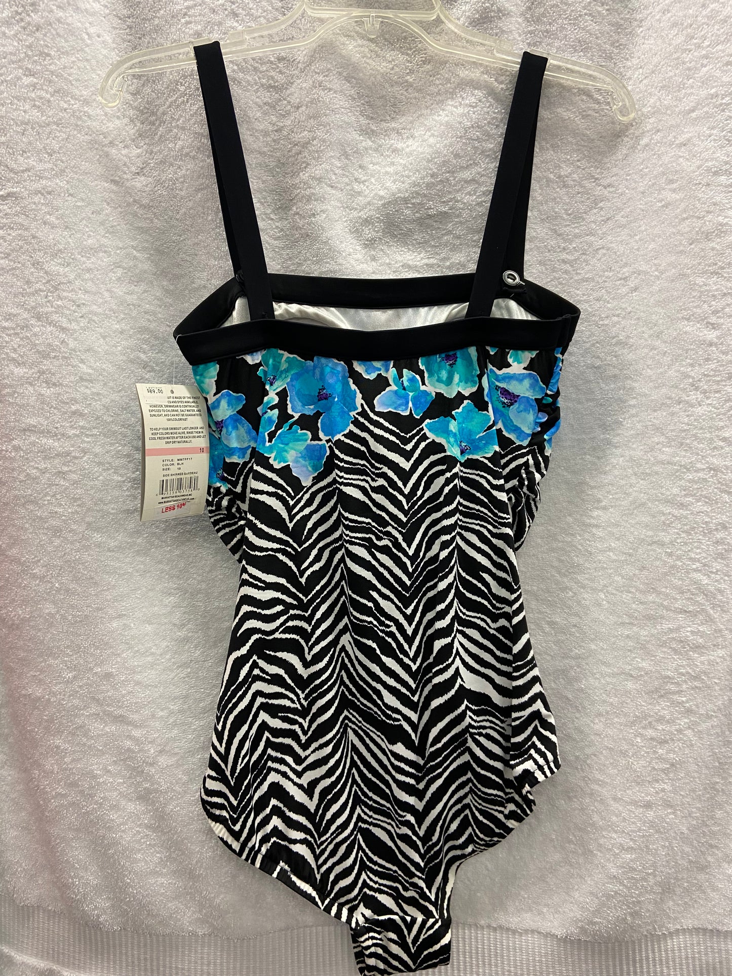 Maxine Black/White Side Shirred Bandeau Size 10