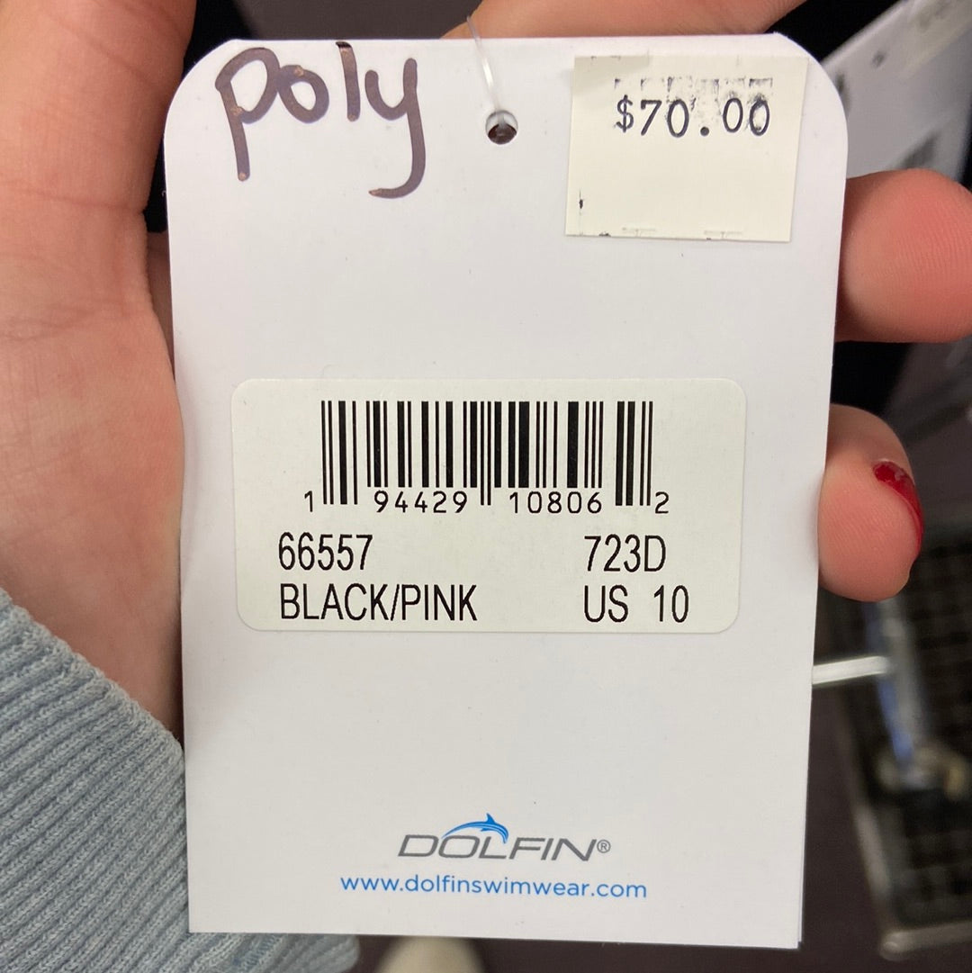 Dolfin Black/Pink Aquatic Fitness Instructor Suit Size 10