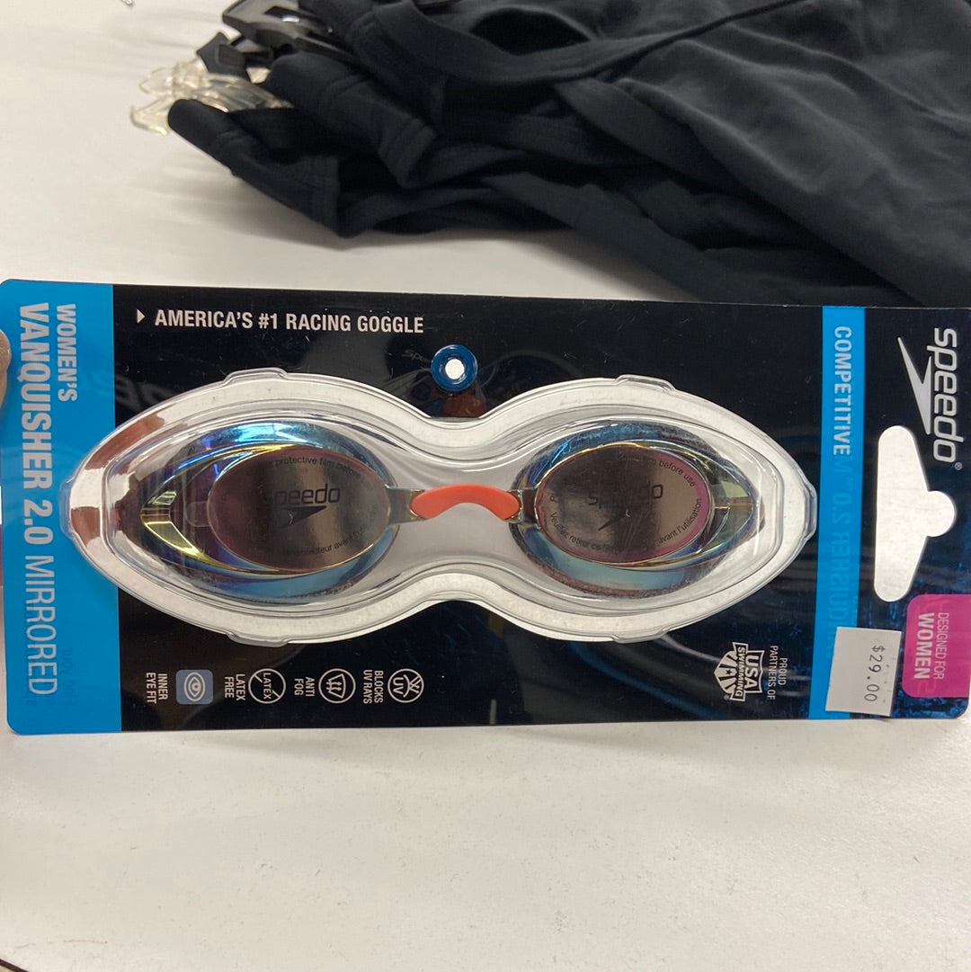 Speedo Black/Amber/Rosegold Women's Vanquisher 2.0 Mirrored Goggle