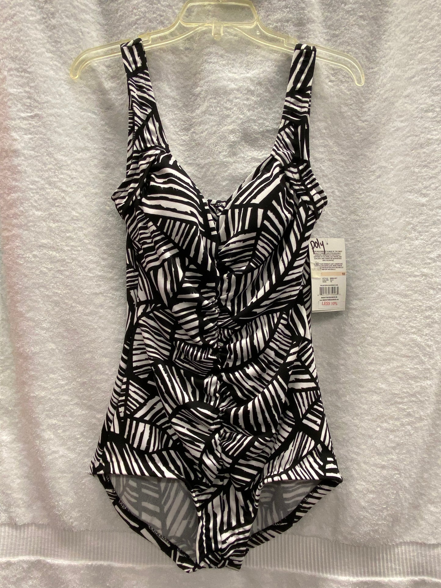 Maxine Black Palm Spa Shirred Suit Size 10
