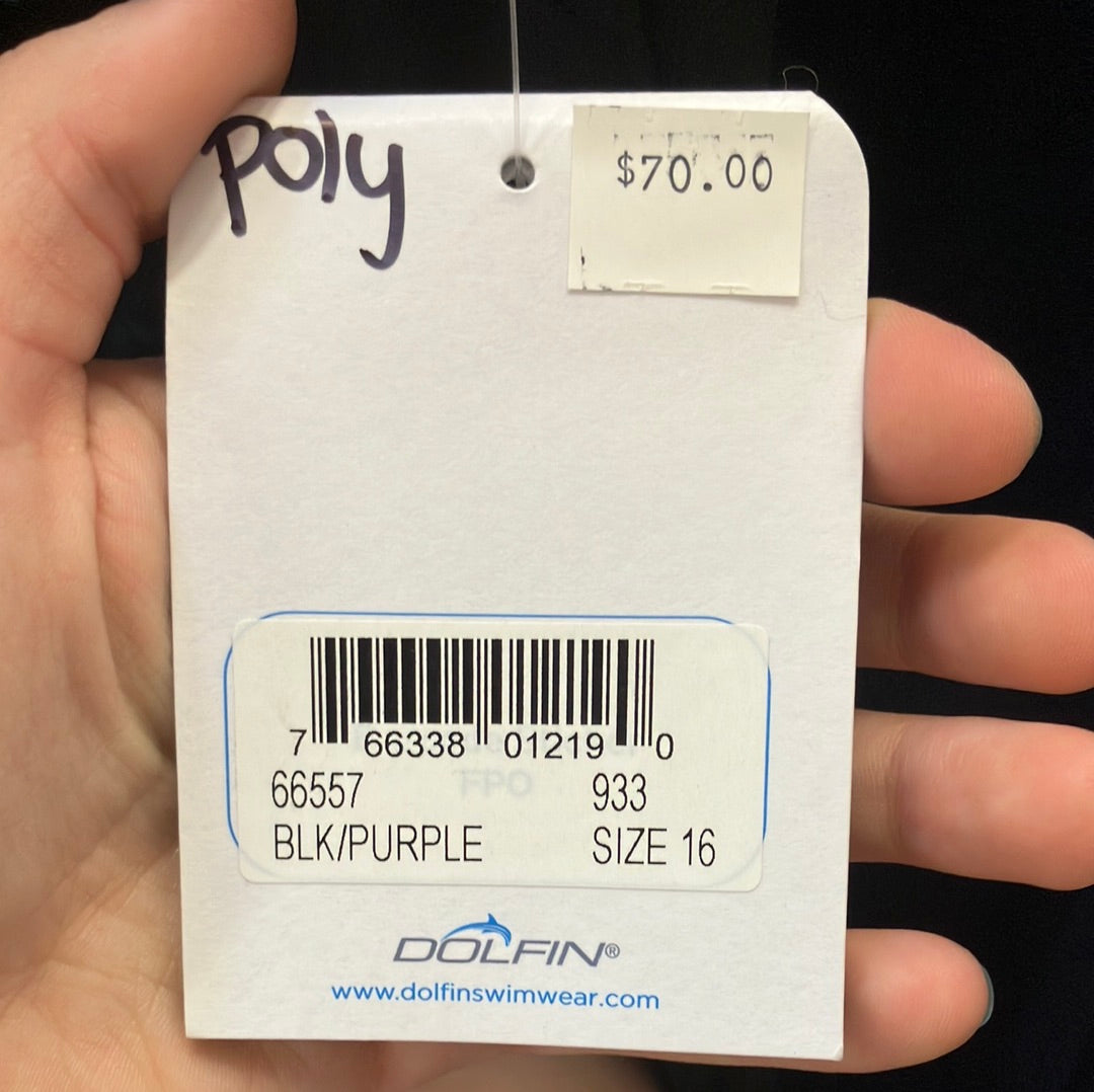Dolfin Black/Purple Instructor Suit Size 16