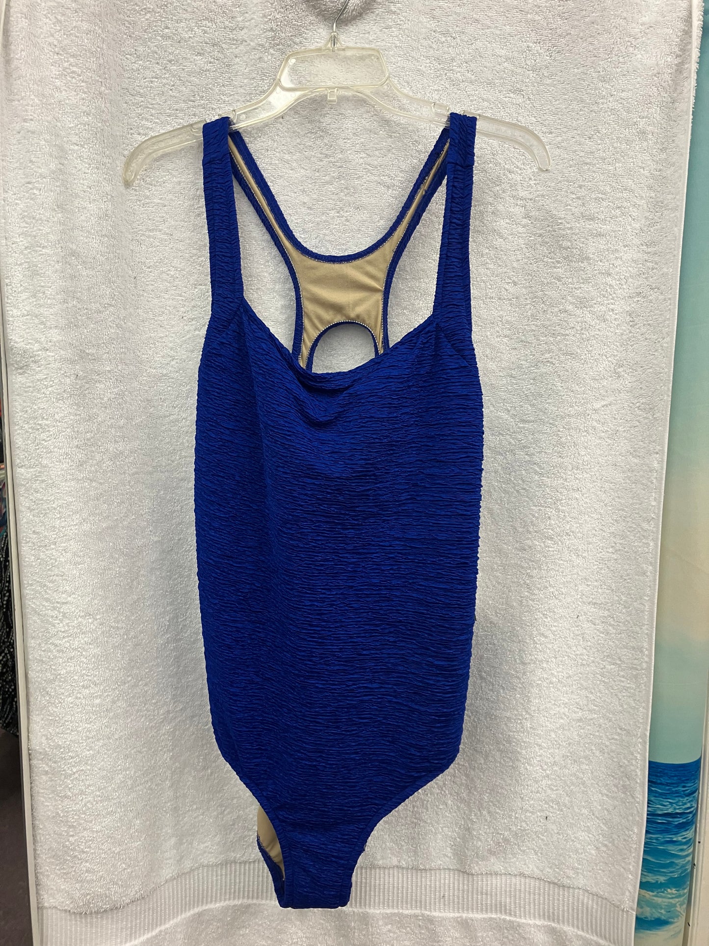Penbrooke Royal Blue Krinkle H Back Suit Size 24W