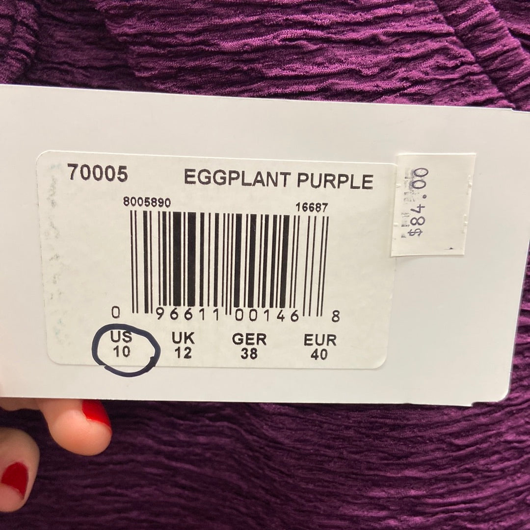 Penbrooke Eggplant Purple Krinkle One Piece Cross Back Suit Size 10