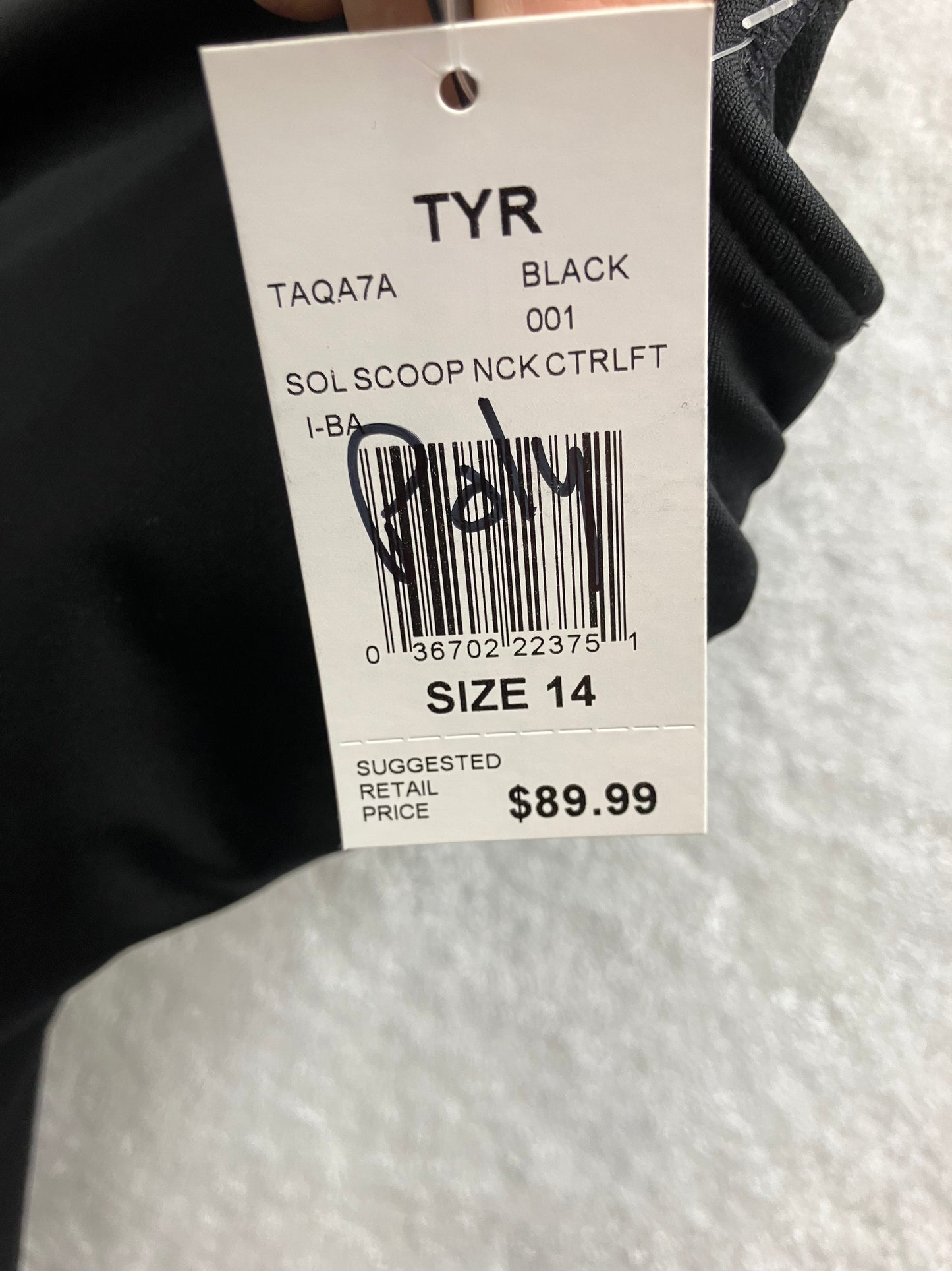 TYR Black Scoop Neck Control Lift Suit Size 14