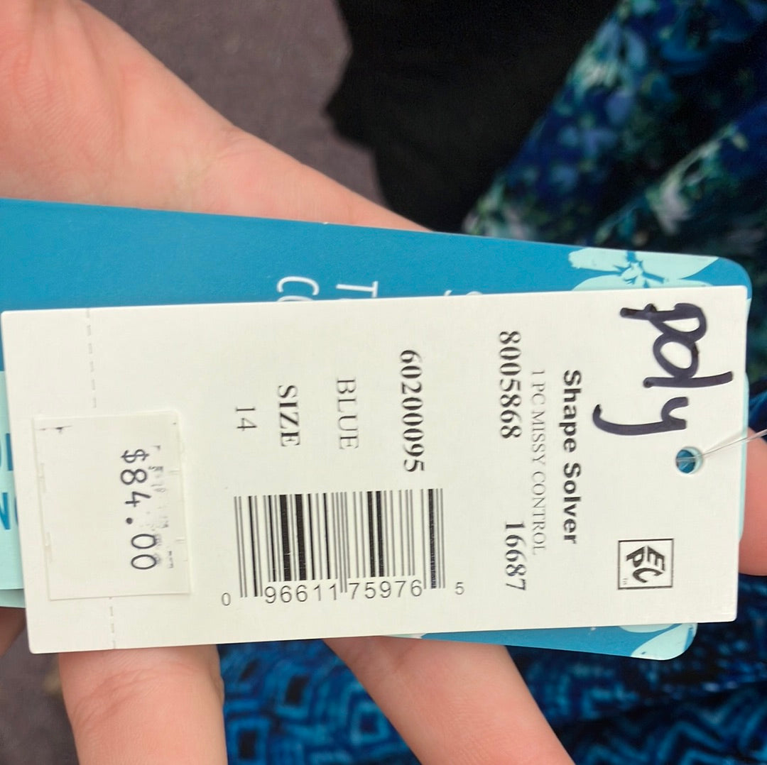 Penbrooke Shape Solver Blue One Piece Missy Control Suit Size 14