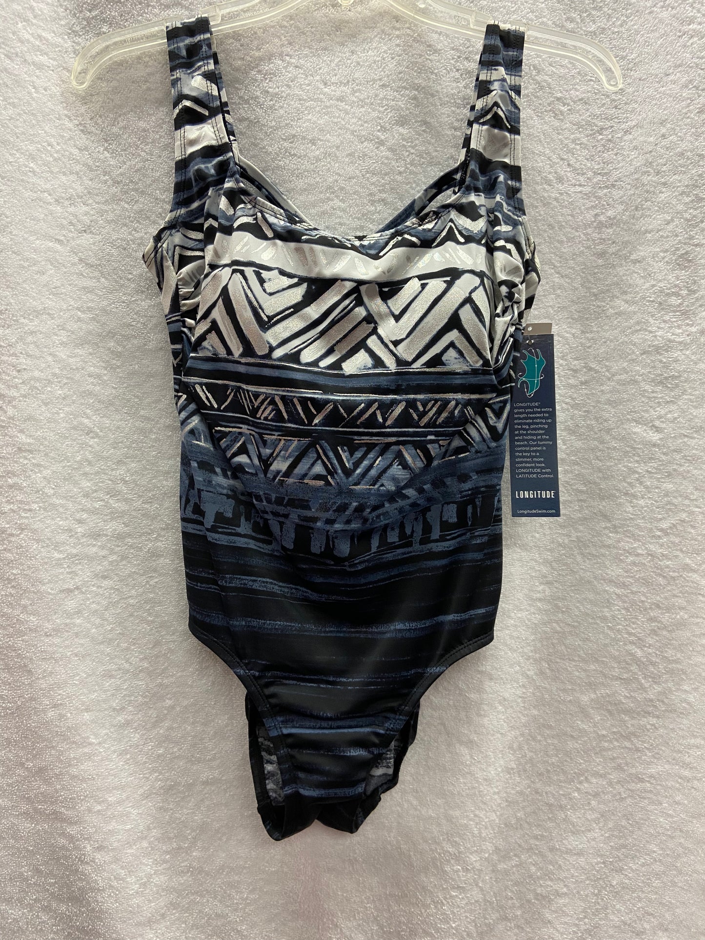 Longitude Grey One Piece Cross Back Suit Size 8