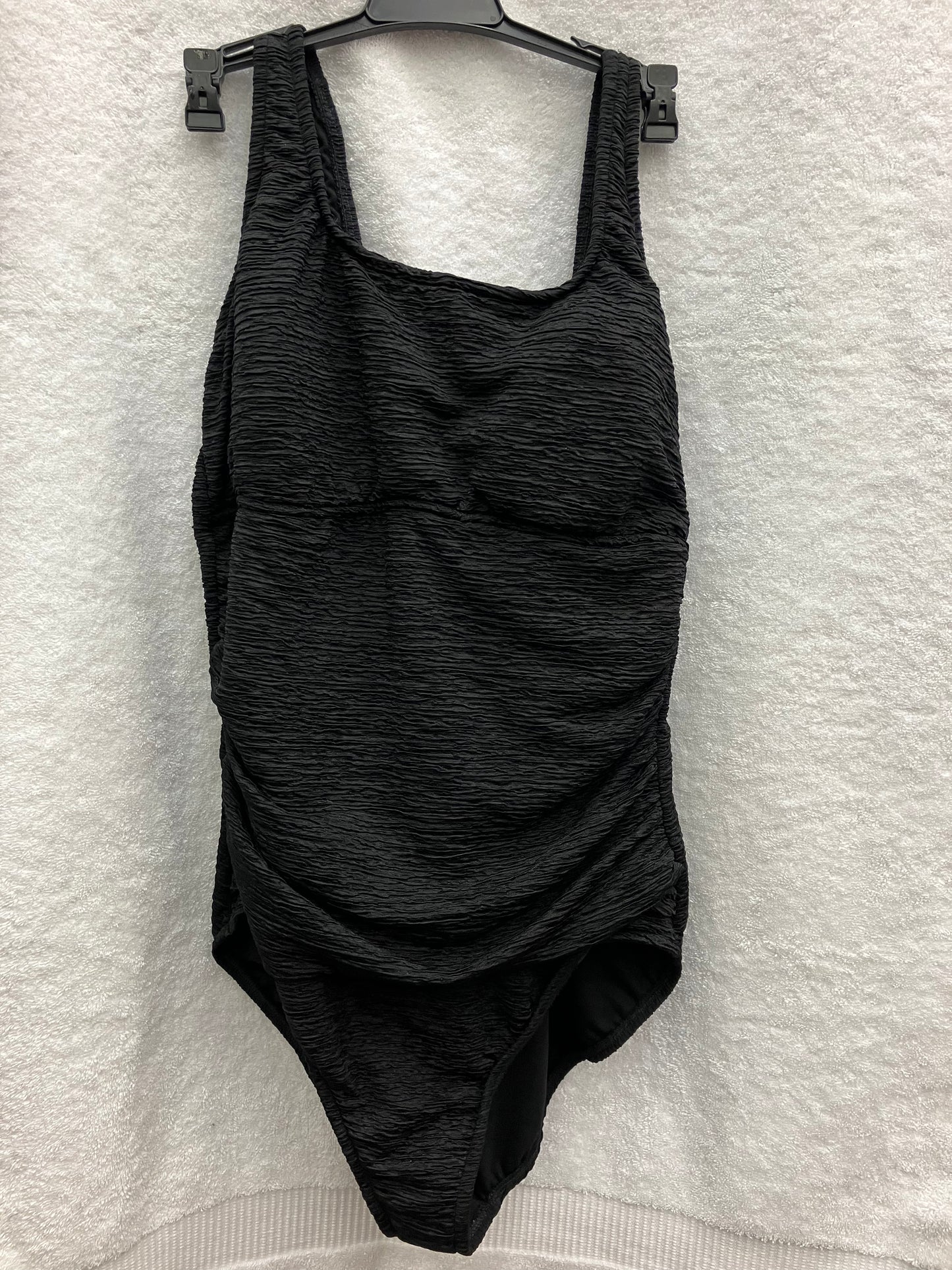 Penbrooke Krinkle Black One Piece Empire Tank Suit Size 18W