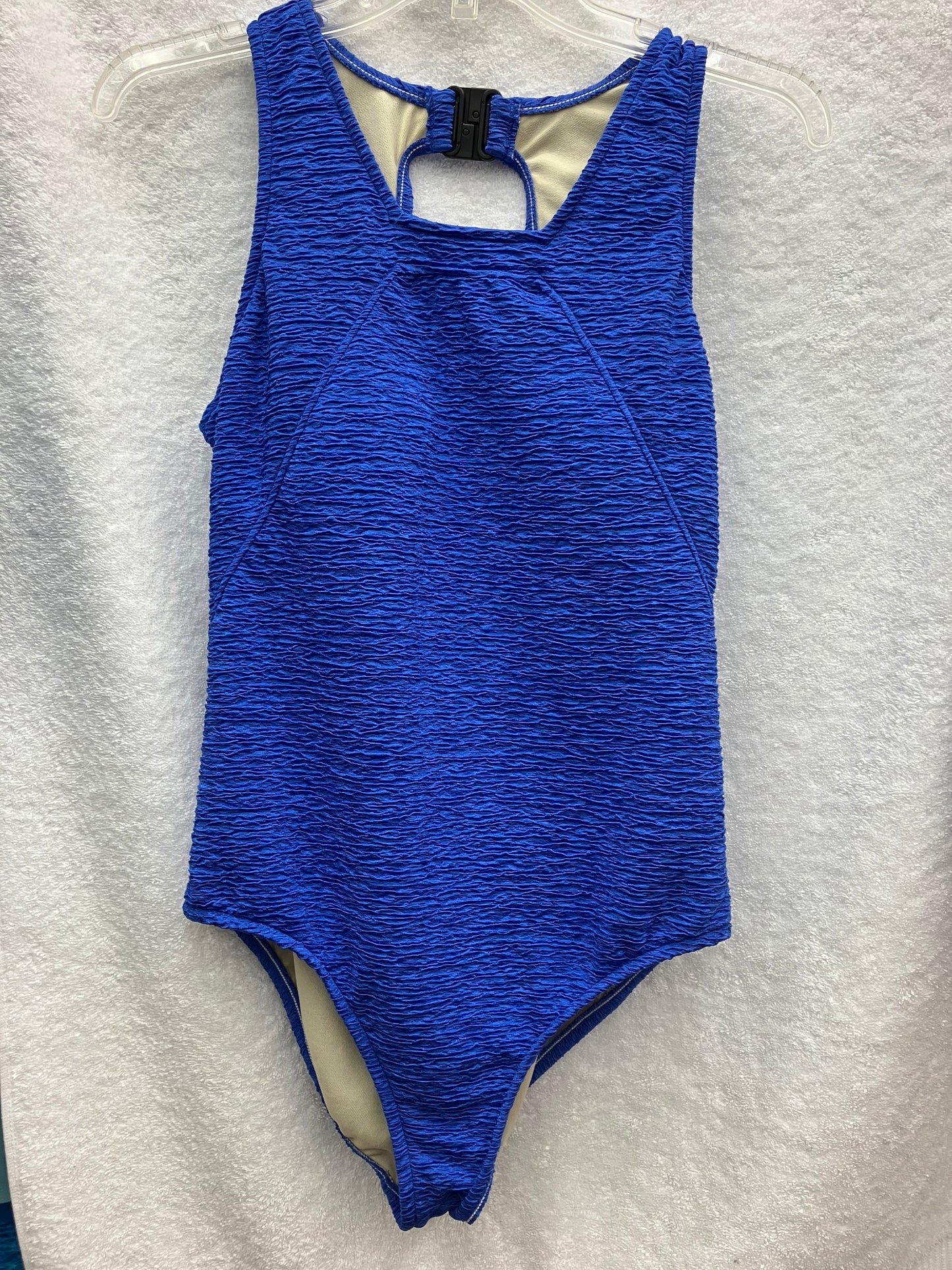 Penbrooke Peri Purple One Piece Clip Back Krinkle Suit Size 16