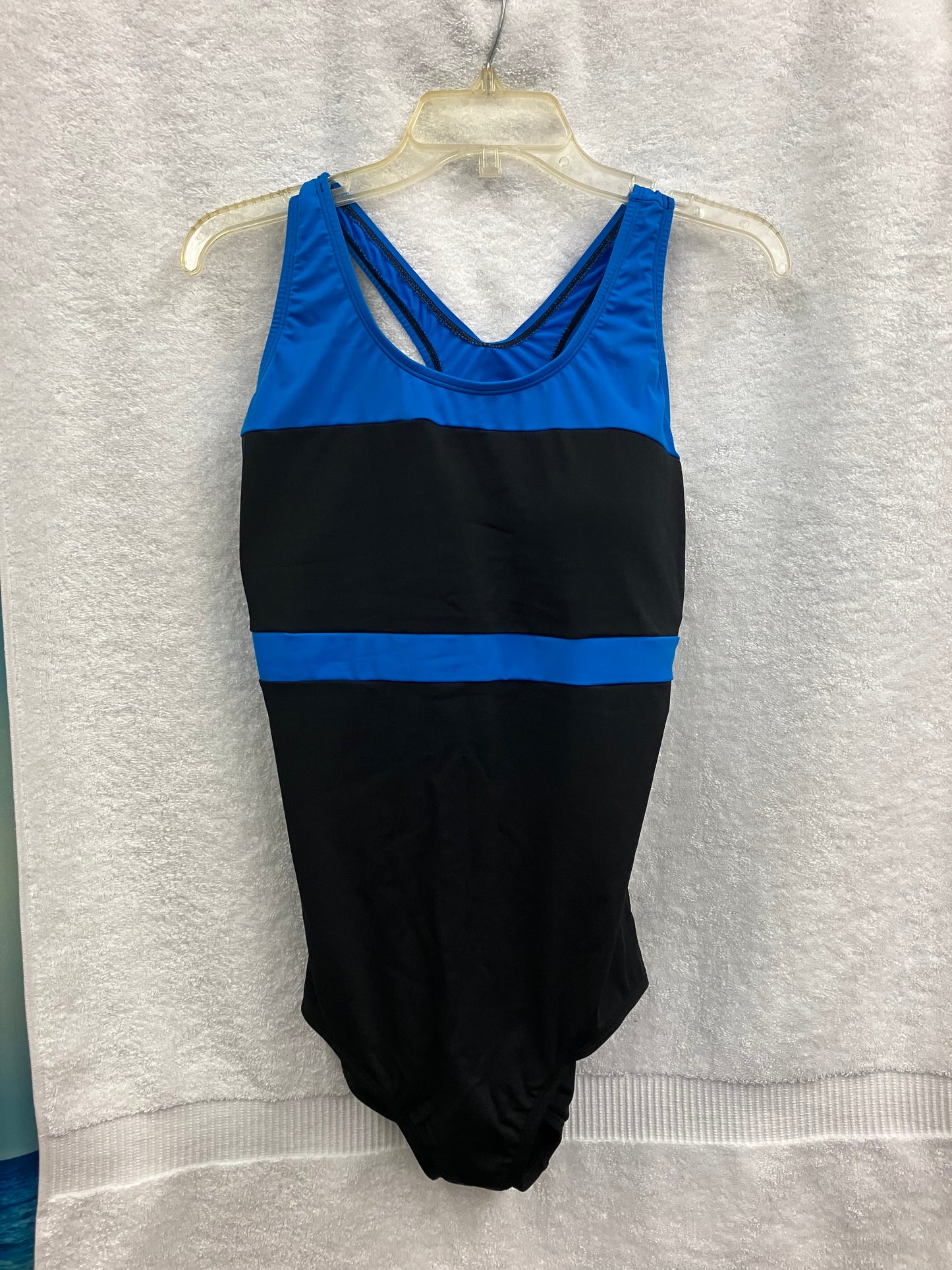Dolfin Black/Blue One Piece H Back Suit Size 16