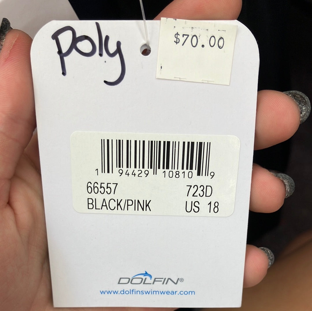 Dolfin Aquatic Fitness Black/Pink Instructor Suit Size 18