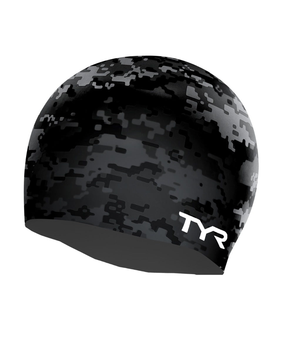 TYR Charcoal Graphic Digi Camo Silicone Swim Cap