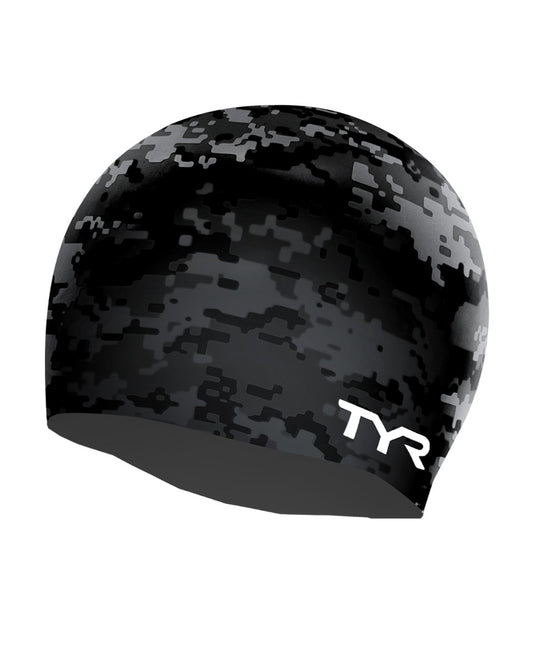 TYR Charcoal Graphic Digi Camo Silicone Swim Cap