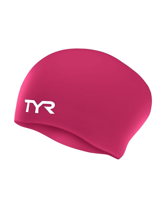 TYR Magenta Long Hair Wrinkle Free Silicone Swim Cap