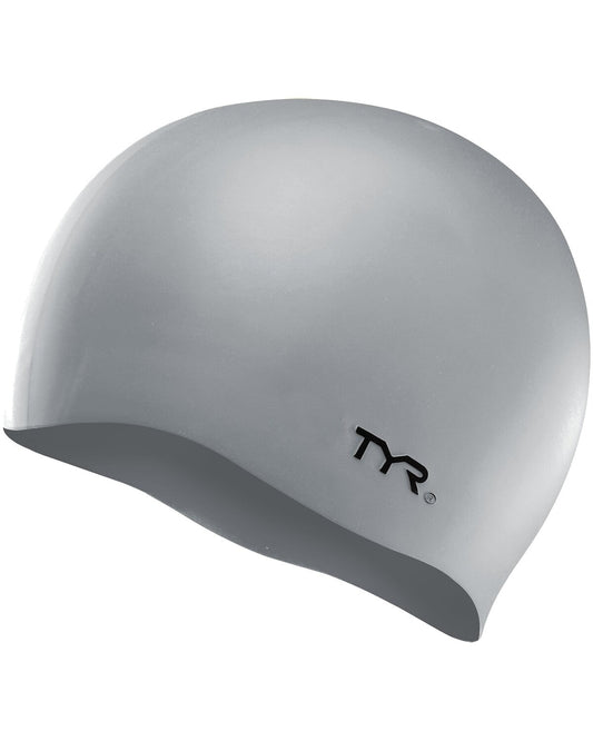 TYR Silver Wrinkle-Free Silicone Swim Cap