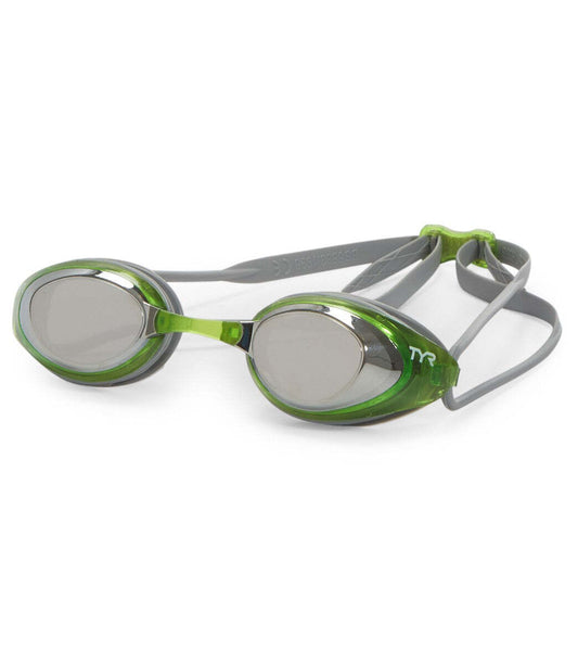 TYR Silver/Green Black Hawk Racing Mirrored Performance Goggle