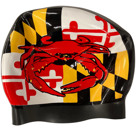 Maryland Crab/Flag Swim Cap