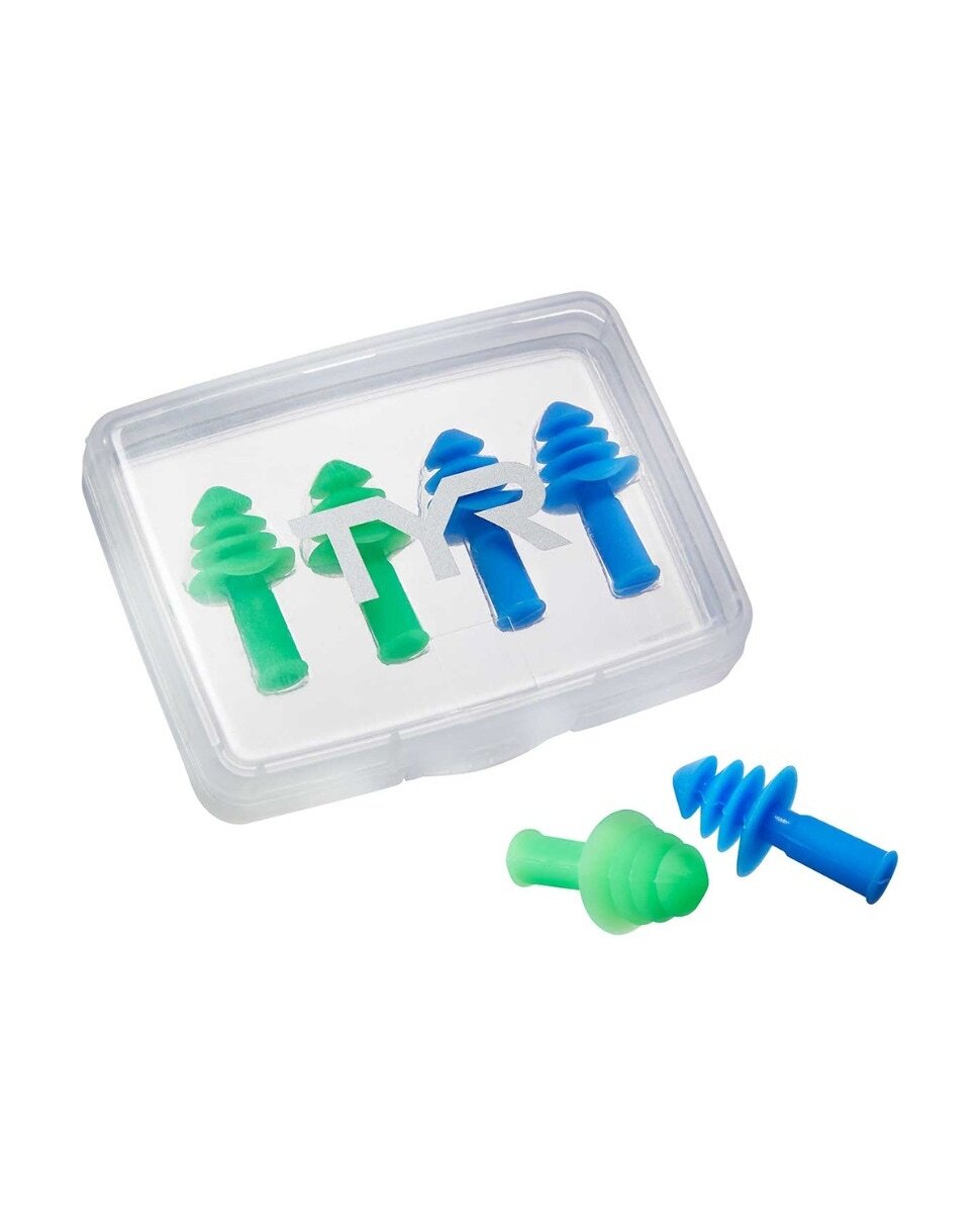 TYR Blue/Green 4 Pack Ergo Flex Ear Plugs