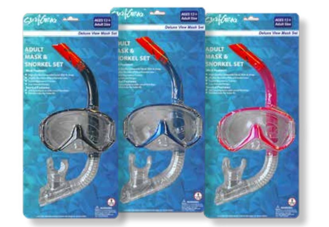 Surf Gear Black Adult Mask and Snorkel Set