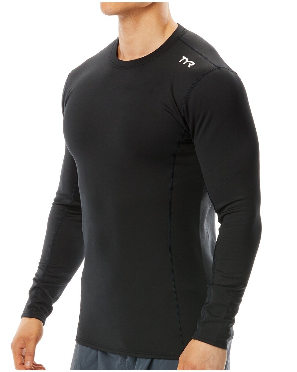 TYR Mens M Black LS Thermal Rashguard Shirt