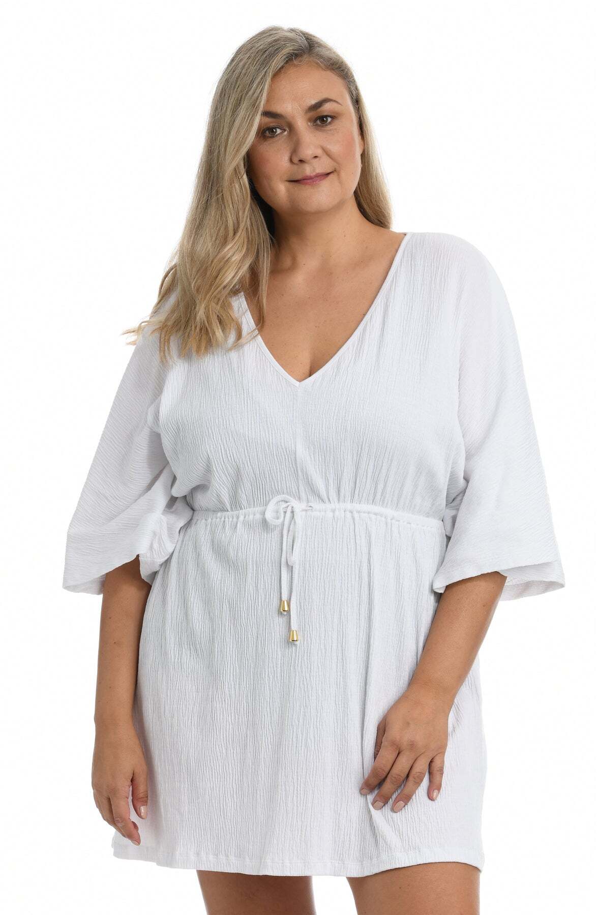 Maxine 1X White Plus Size Kimono Cover Up Tunic