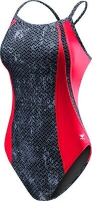 TYR Women's Black/Red Viper Diamondfit One Piece Swimsuit Size 24