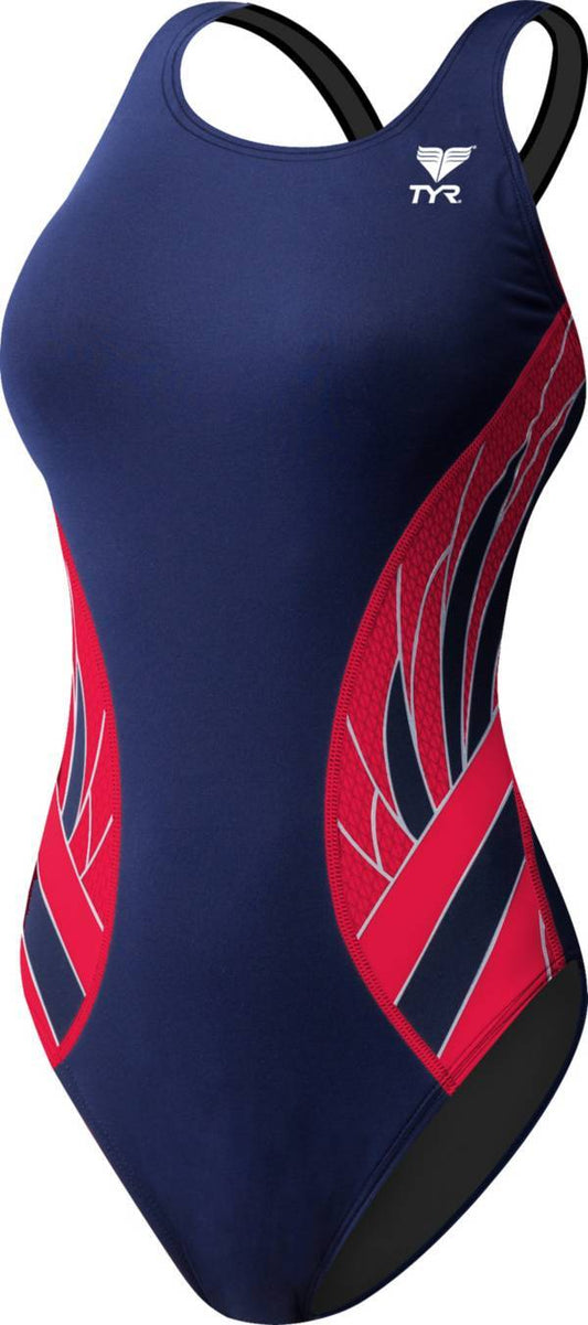 TYR Women's Navy/Red Phoenix Diamondfit One Piece Swimsuit Size 24