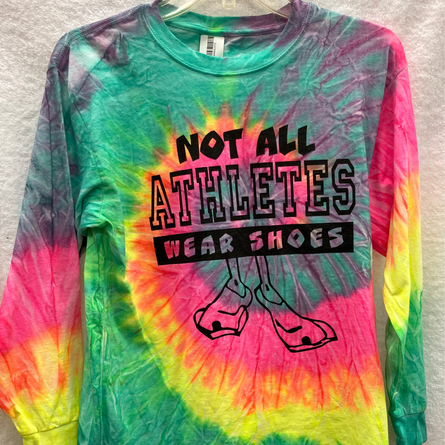 Youth Large Not All Athletes Wear Shoes Long Sleeve Tye Dye T Shirt