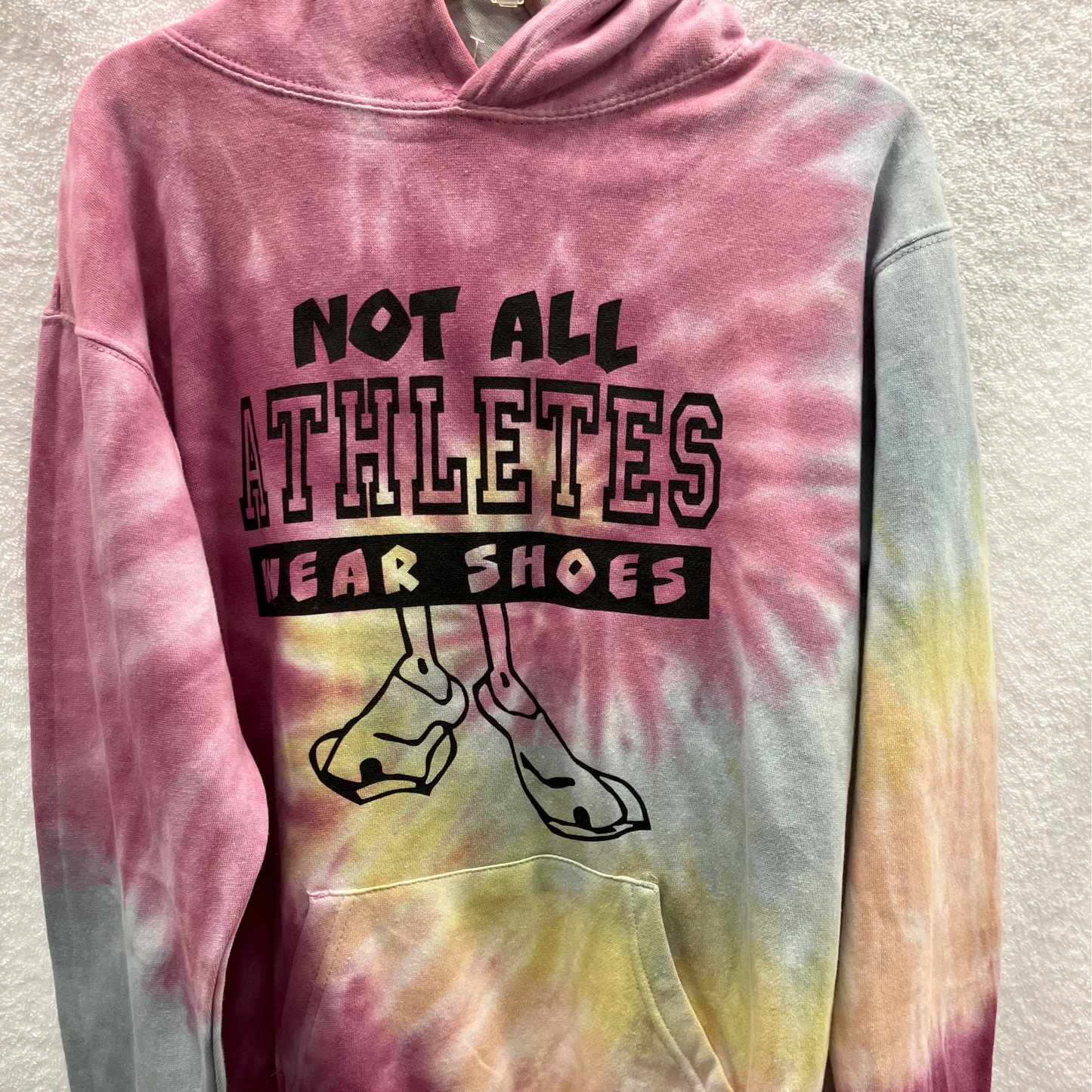 Youth Large Not All Athletes Wear Shoes Multi Color Tye Dye Long Sleeve Pullover