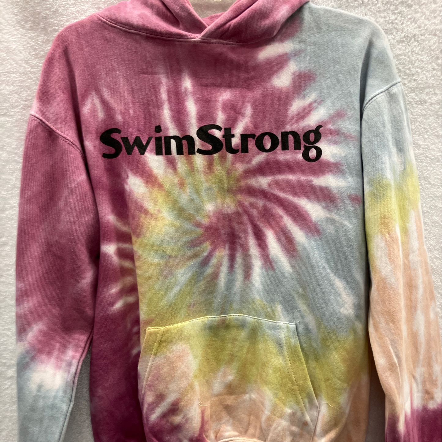 Youth Large Swim Strong Long Sleeve Multi Color Tye Dye Pullover