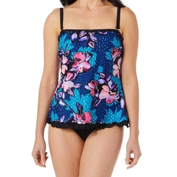 Maxine Tankini Two Piece April Flowers Ruffle Size 16