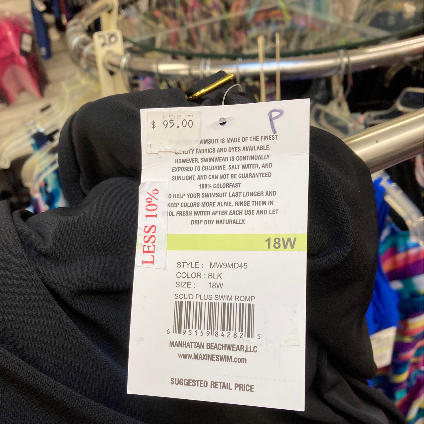 Maxine Solid Black Plus Swim Romp Size 18W