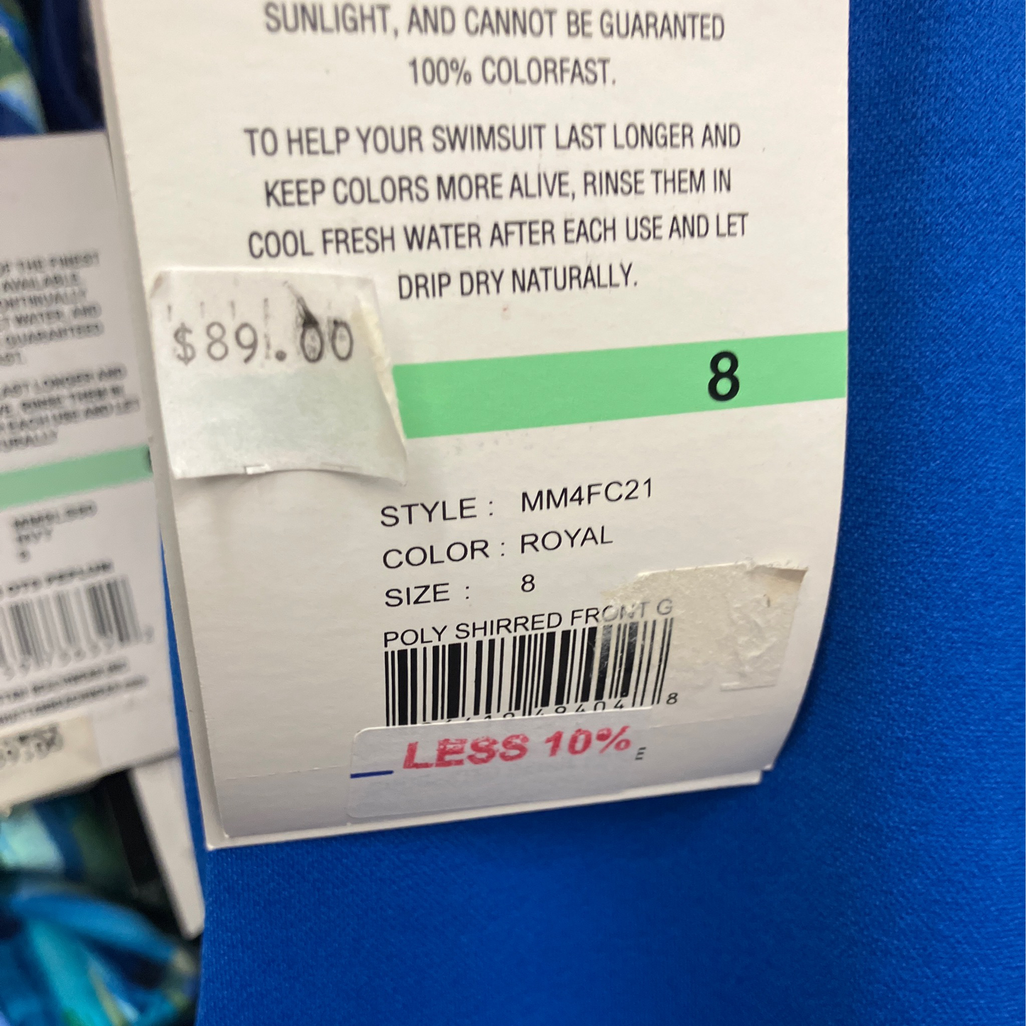 Womens Polyester 8 Royal Shirred Front G Swim Suit