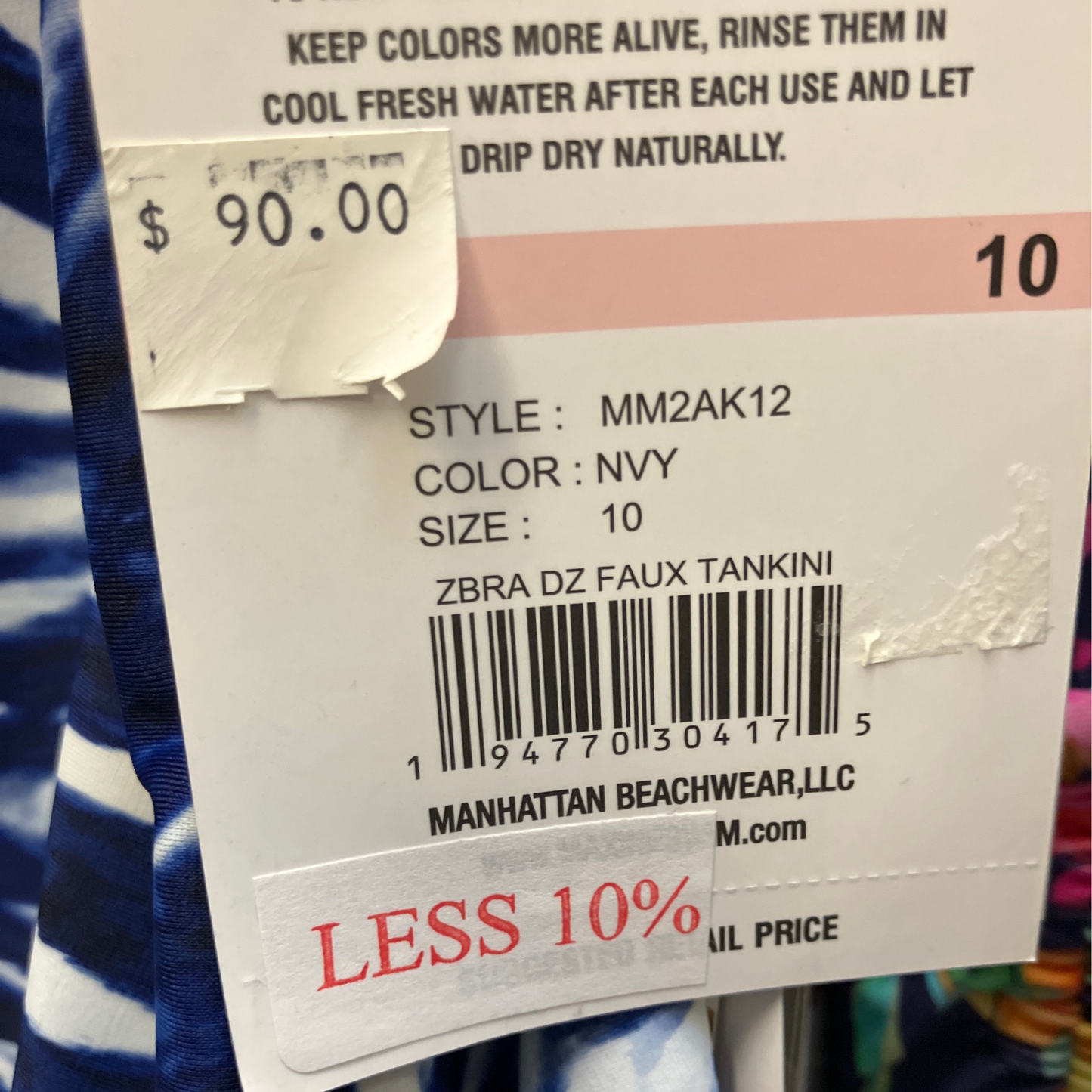 Maxine Womens Polyester 10 Navy Zebra DZ Faux Tankini