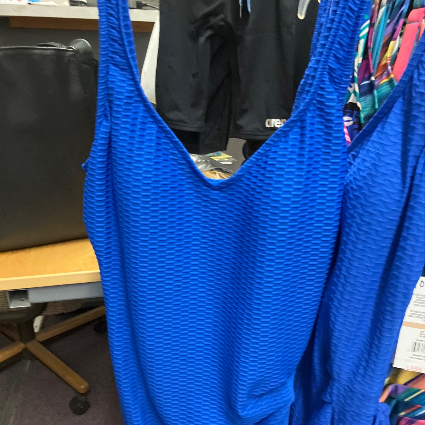 Maxine Womens Polyester 12 Cobalt Textured Spa Wide Strap Swim Suit