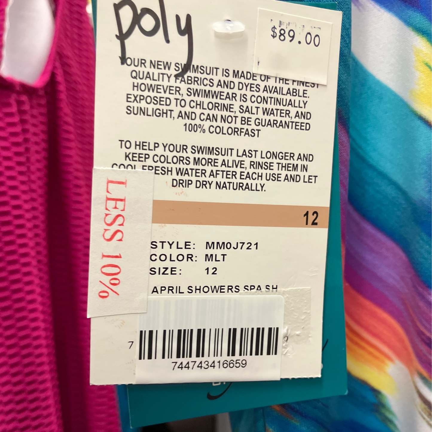 Maxine Womens Polyester 12 Multi Color April Showers Spa SH Swim Suit