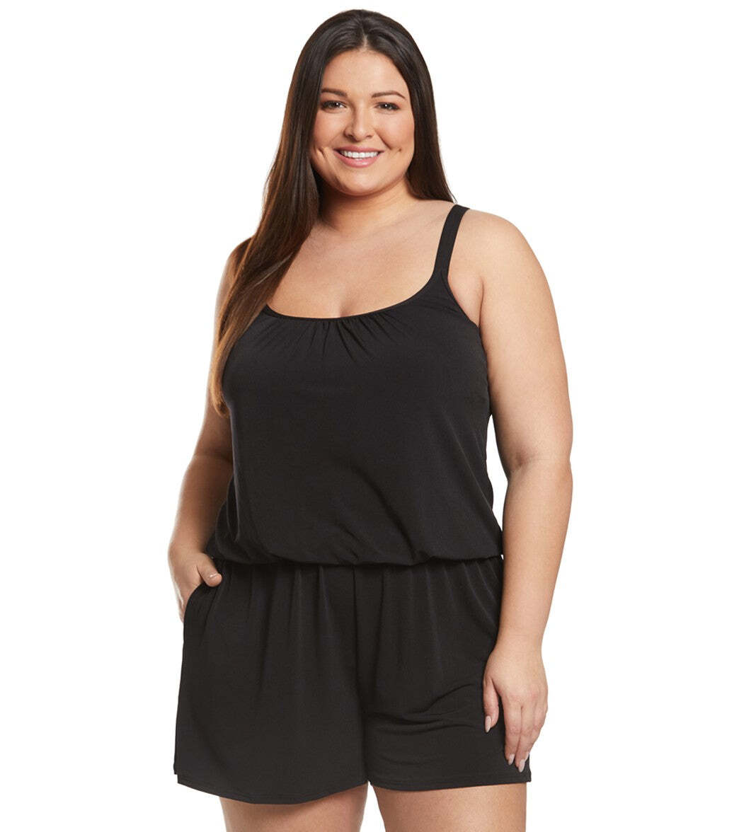 Maxine Black Plus Size Swim Romper Size 24W