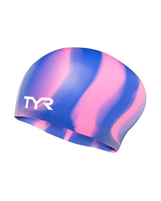 TYR Purple/Pink Long Hair Silicone Swim Cap