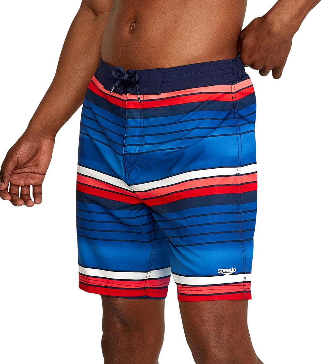 Speedo High Risk Red 18" Seafaring Stripe Bondi Basin Board Shorts Size XL