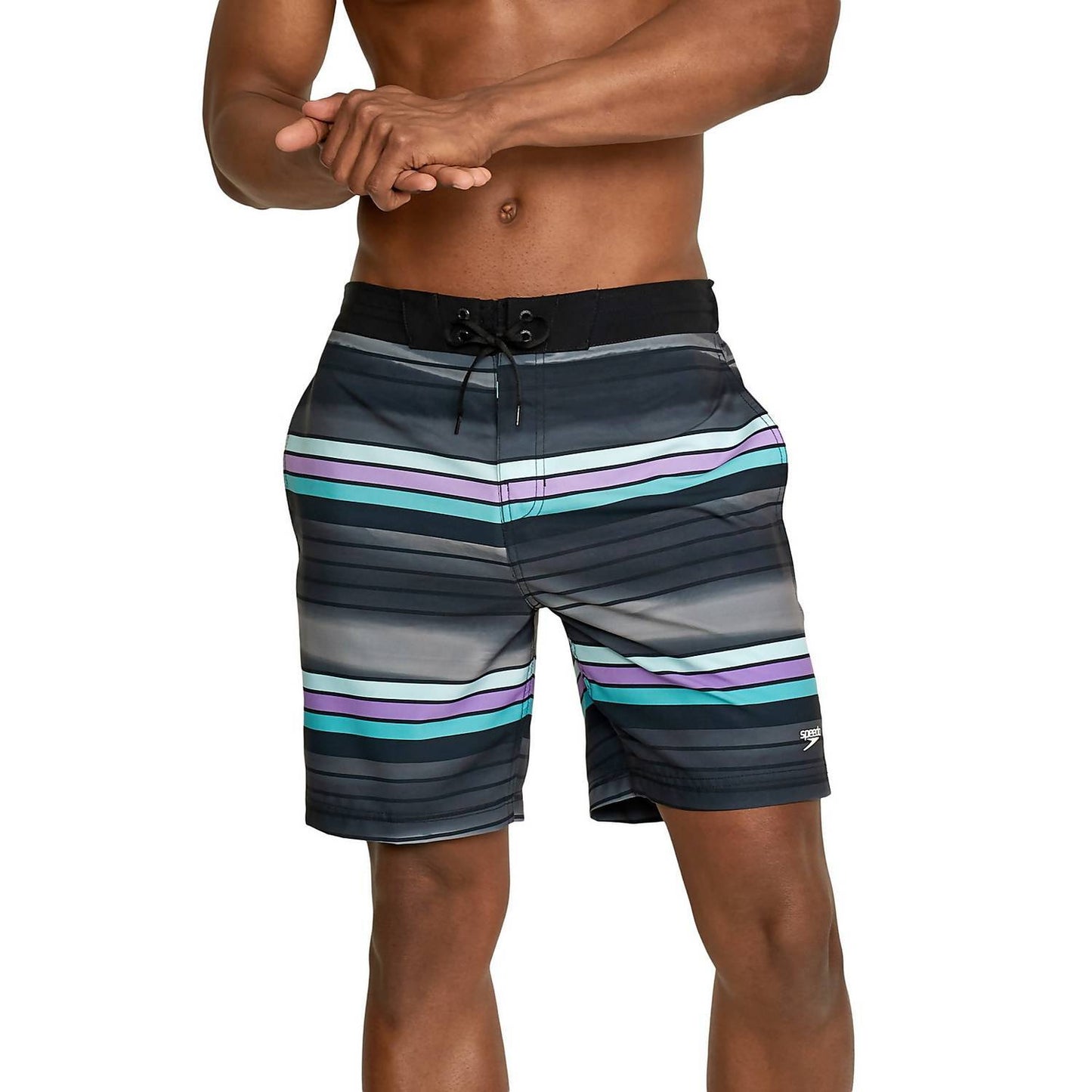 Speedo Anthracite 18" Seafaring Stripe Bondi Basin Board Shorts Size XL